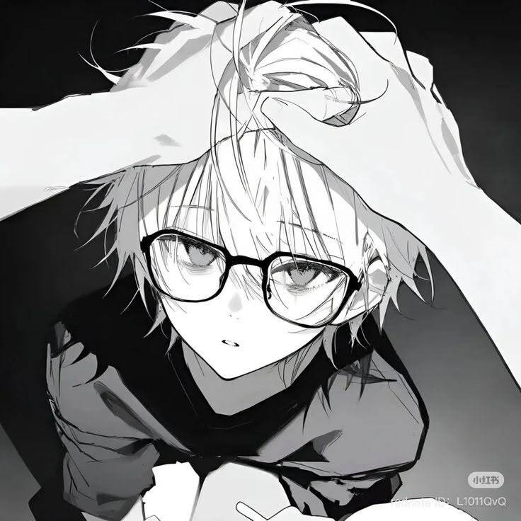 Femboy pfp Profile Picture with Glasses and Messy Hair