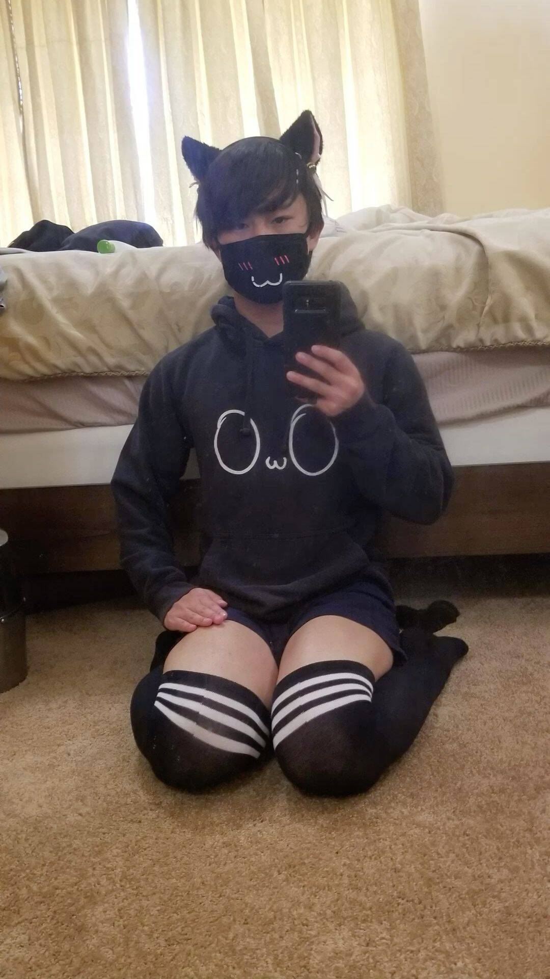 Femboy Pfp Profile Picture with Cat Ears and Mask