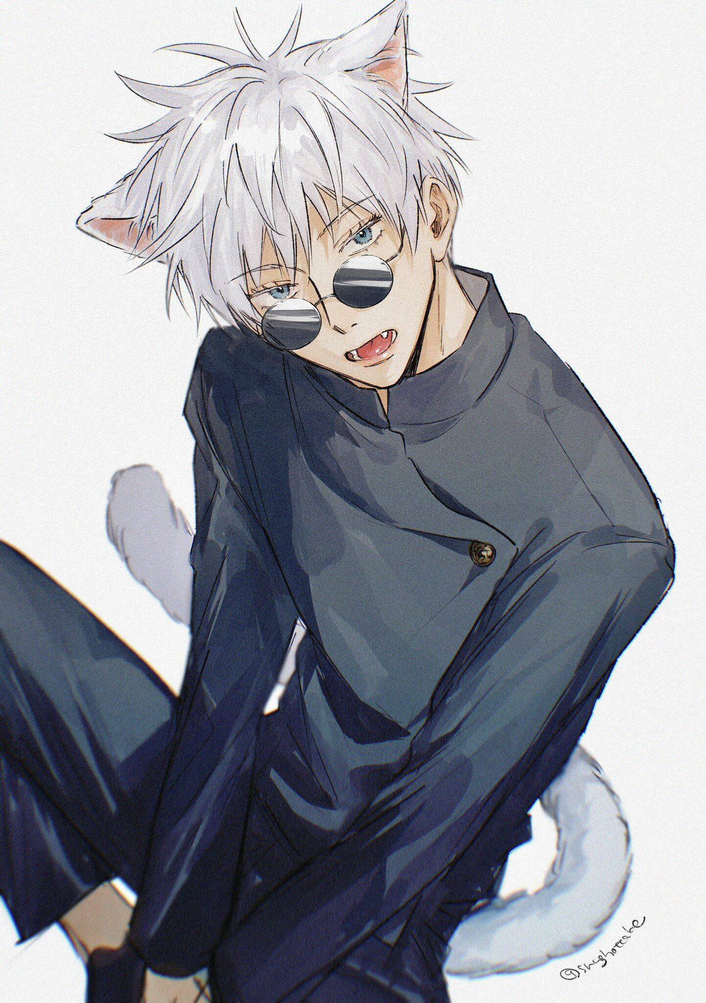 Femboy Pfp Profile Picture with Cat Ears and Sunglasses