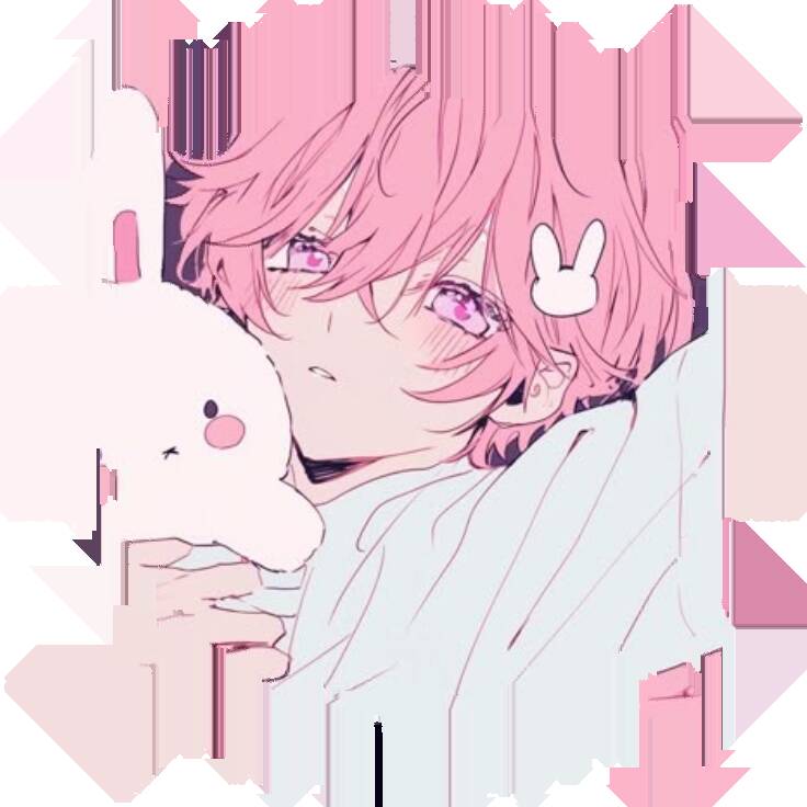 Femboy Pfp Profile Picture with Pink Hair and Bunny