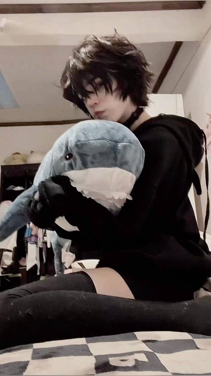 Femboy Pfp Profile Picture with Shark Plushie