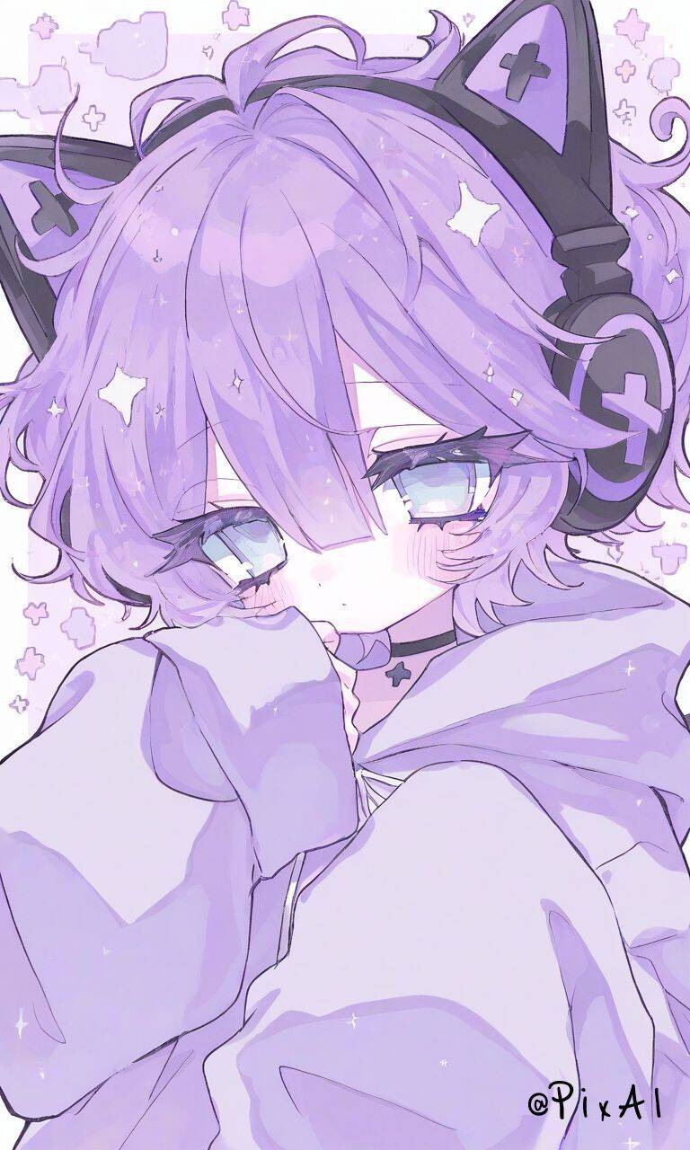 Femboy Pfp Profile Picture with Cat Ears and Headphones
