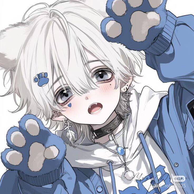 Femboy Pfp Profile Picture with Wolf Ears and Paws