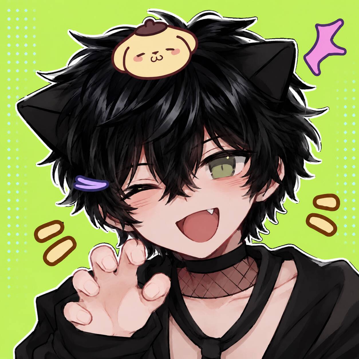 Femboy Pfp Profile Picture with Cat Ears and Cute Smile