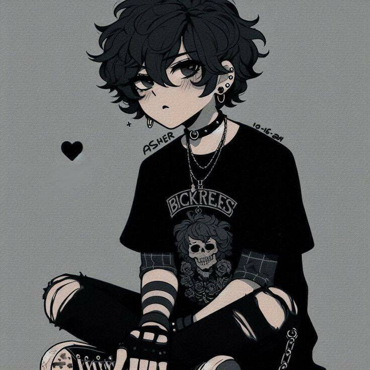 Femboy Pfp Profile Picture Gothic Style with Dark Hair