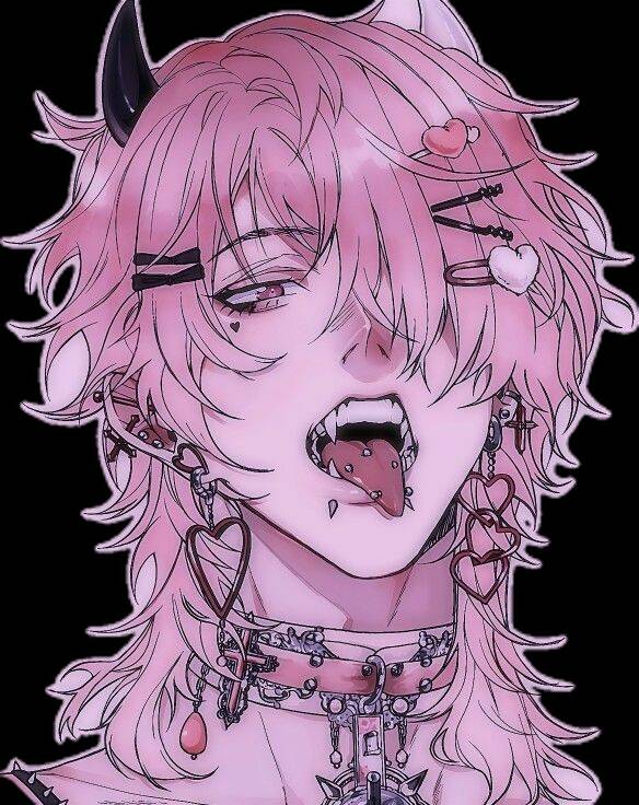 Femboy Pfp Profile Picture with Pink Hair and Horns