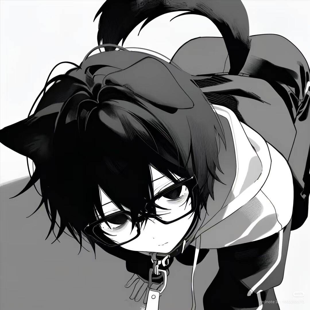 Femboy pfp Profile Picture with Cat Ears and Glasses