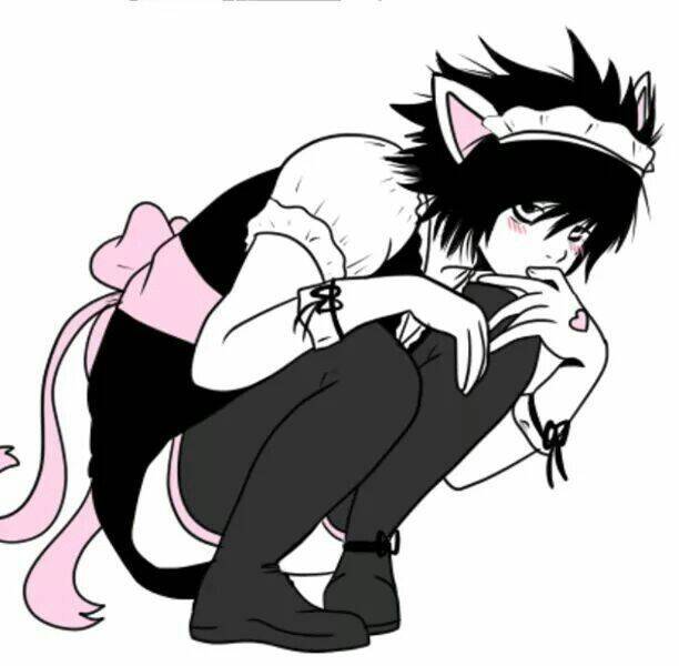 Femboy pfp Profile Picture with Cat Ears and Apron