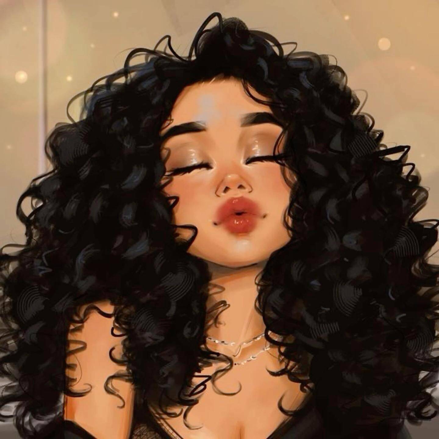 Girl​ Instagram pfp Profile Picture with Illustration of Curly Haired Woman