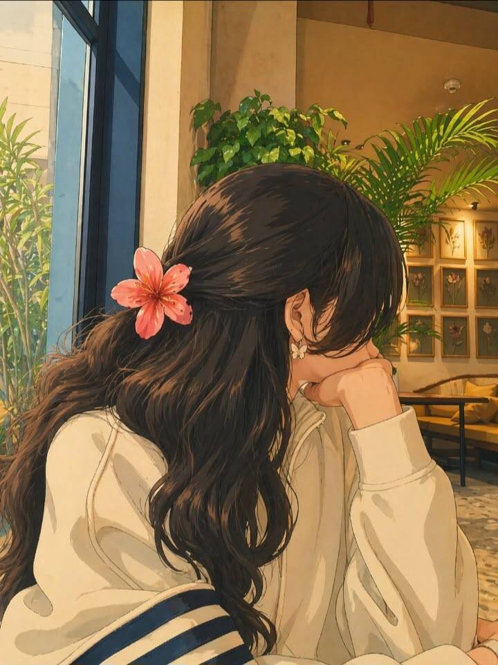 Aesthetic pfp Profile Picture with Flower in Hair