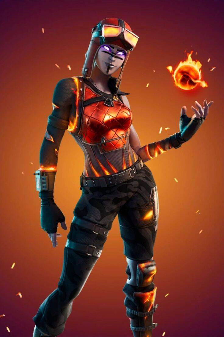 Fortnite Girl with Fire Skin and Powers pfp Profile Picture