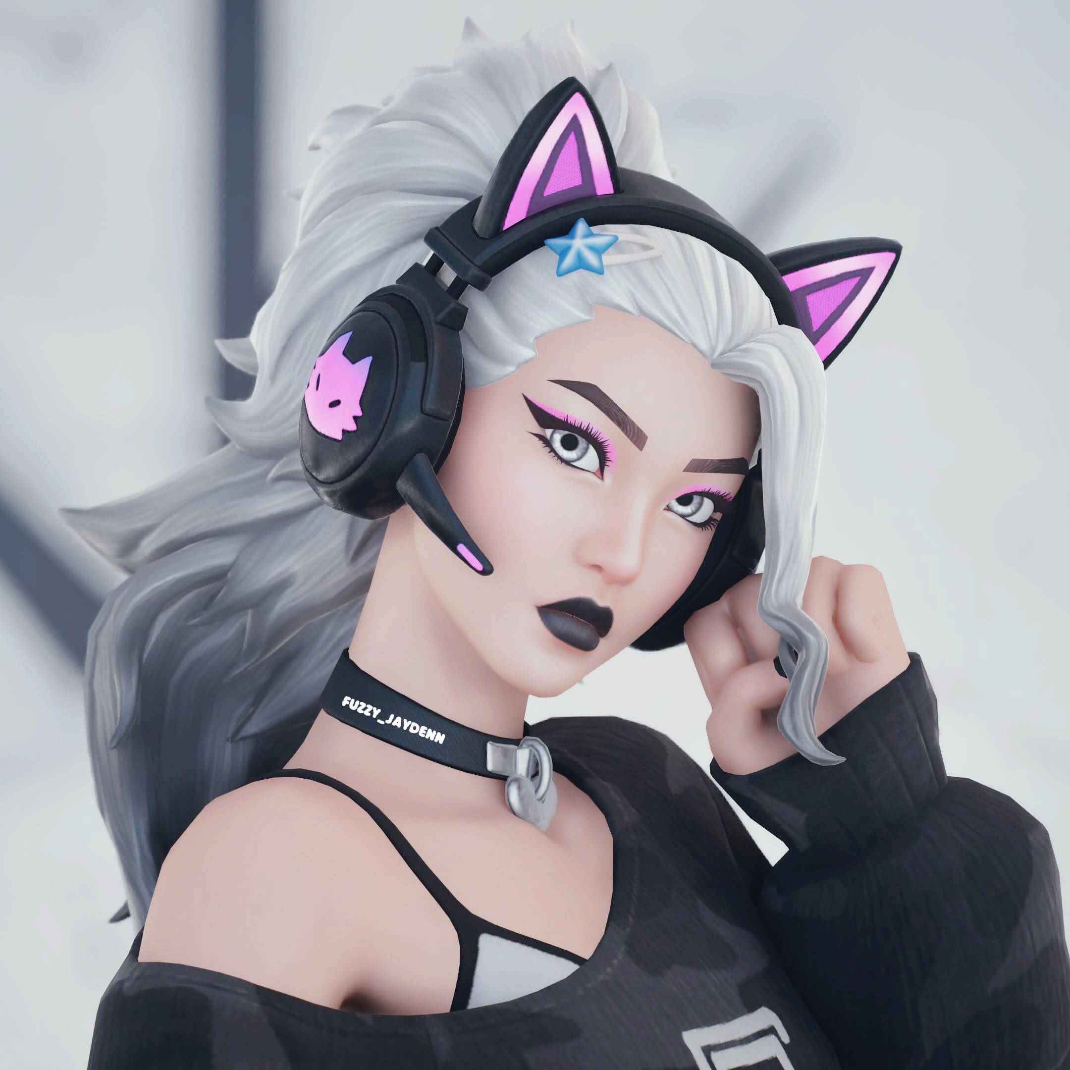 Fortnite Girl with Headphones and Cat Ears pfp Profile Picture