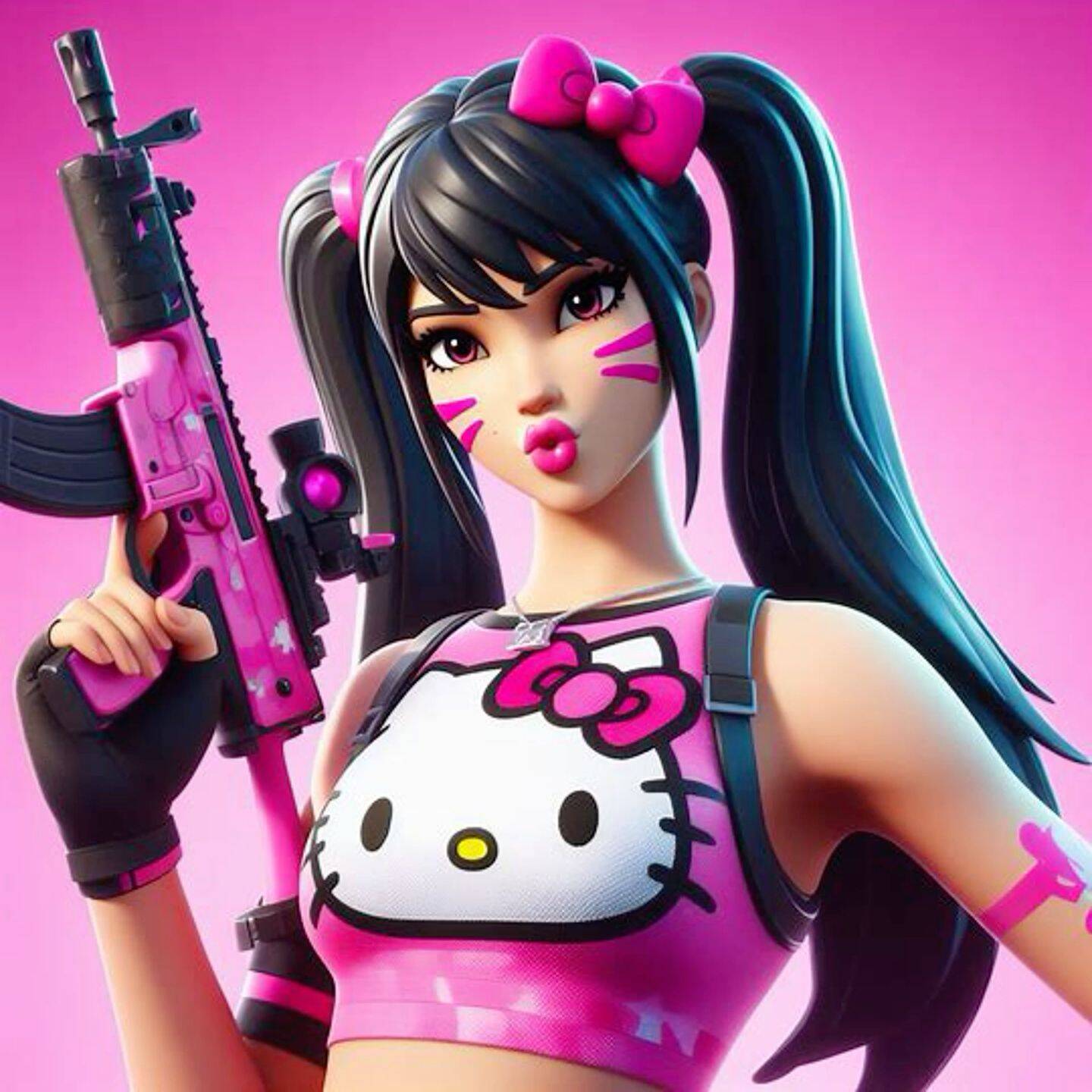 Fortnite Girl with Pink Weapon and Hello Kitty Style pfp Profile Picture