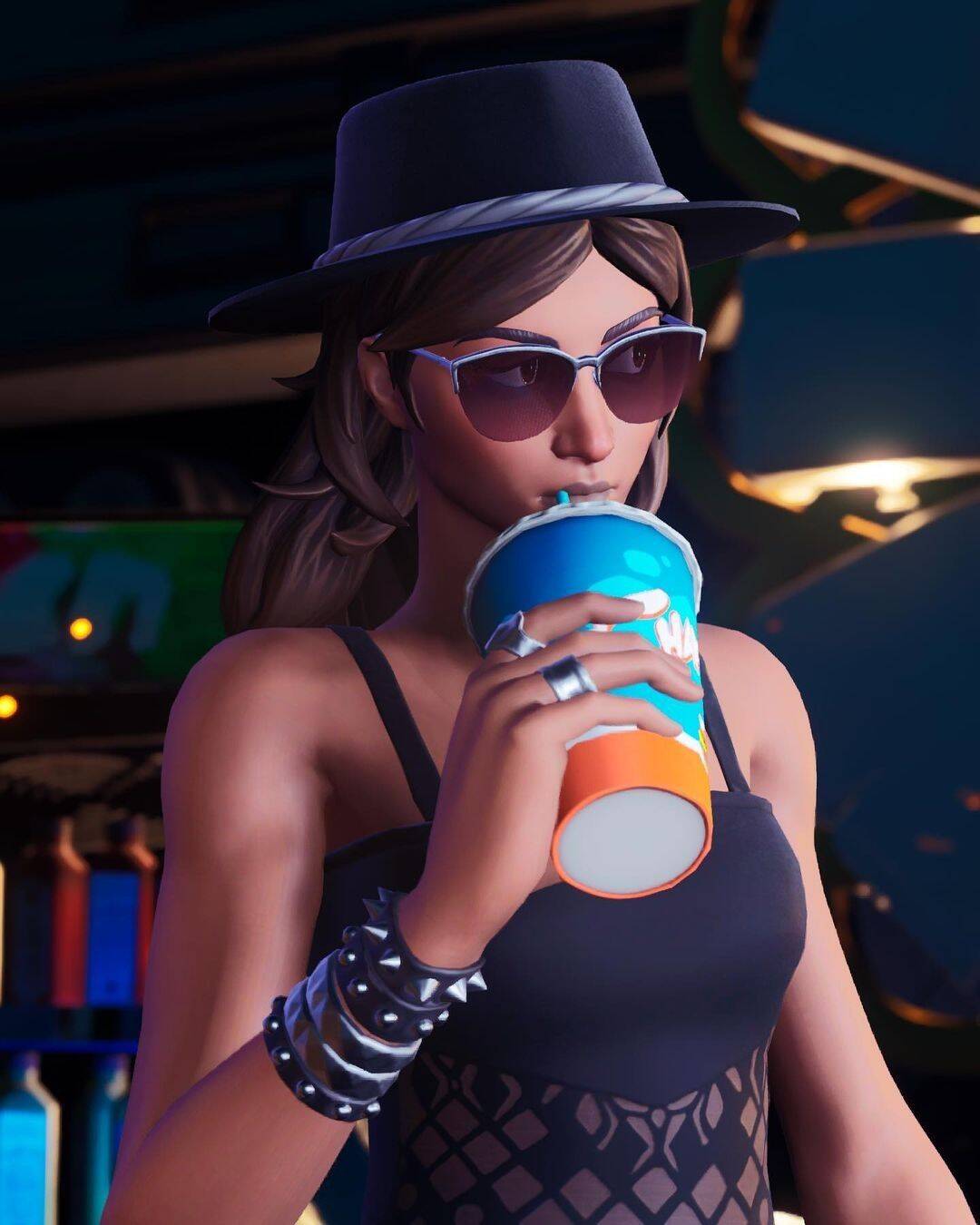 Fortnite pfp Profile Picture Stylish Girl with Cup