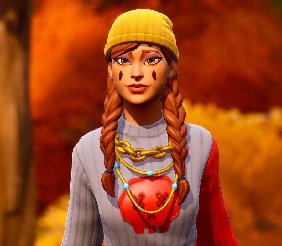 Fortnite Girl with Braided Hair and Colorful Sweater pfp Profile Picture