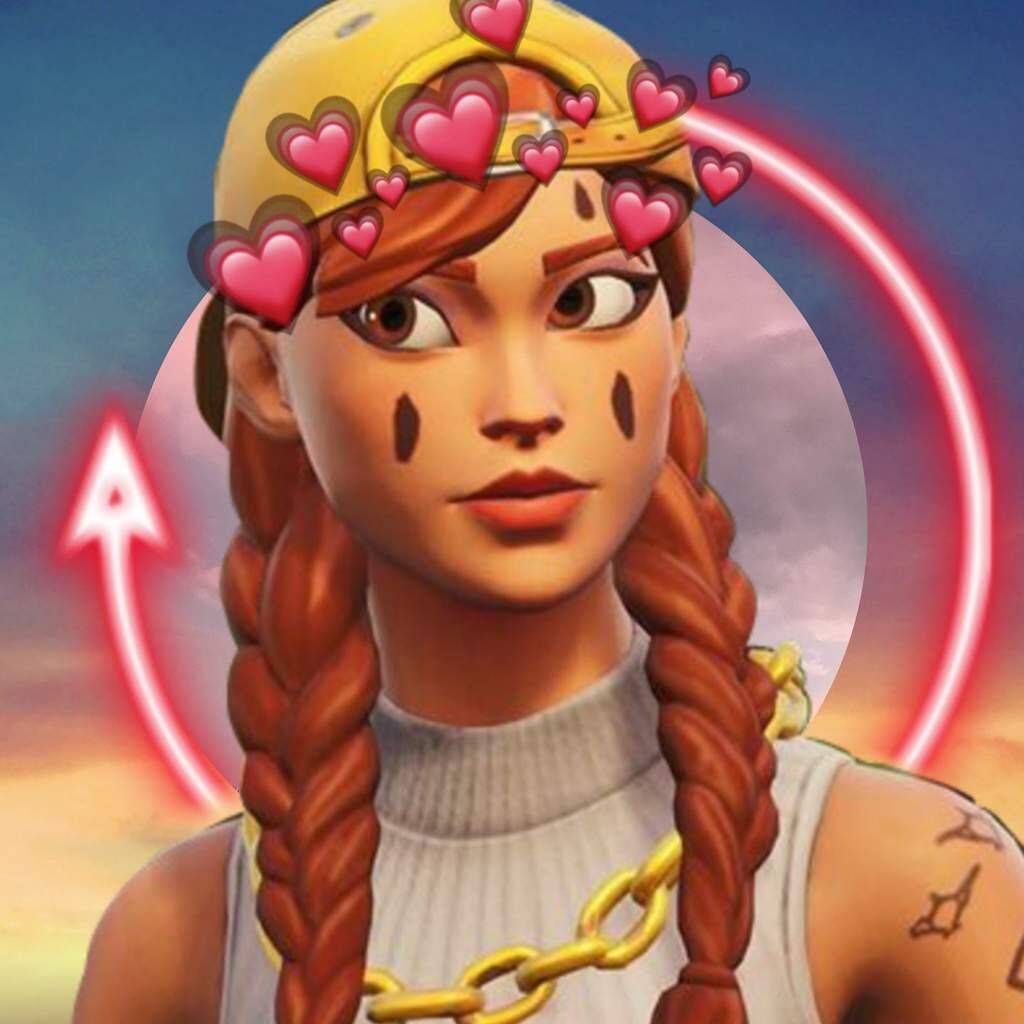 Fortnite Girl pfp Profile Picture with Hearts and Hat