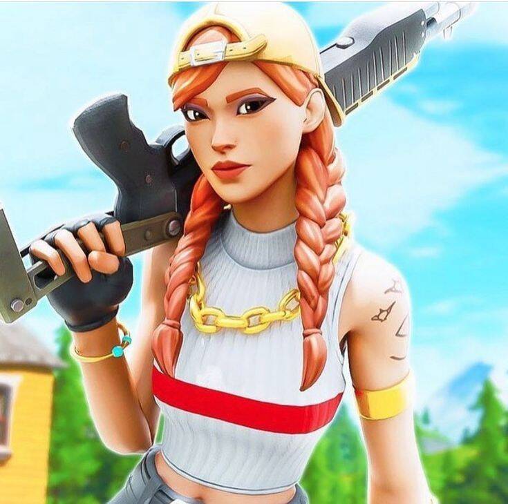 Fortnite Girl pfp Profile Picture with Weapon and Braid
