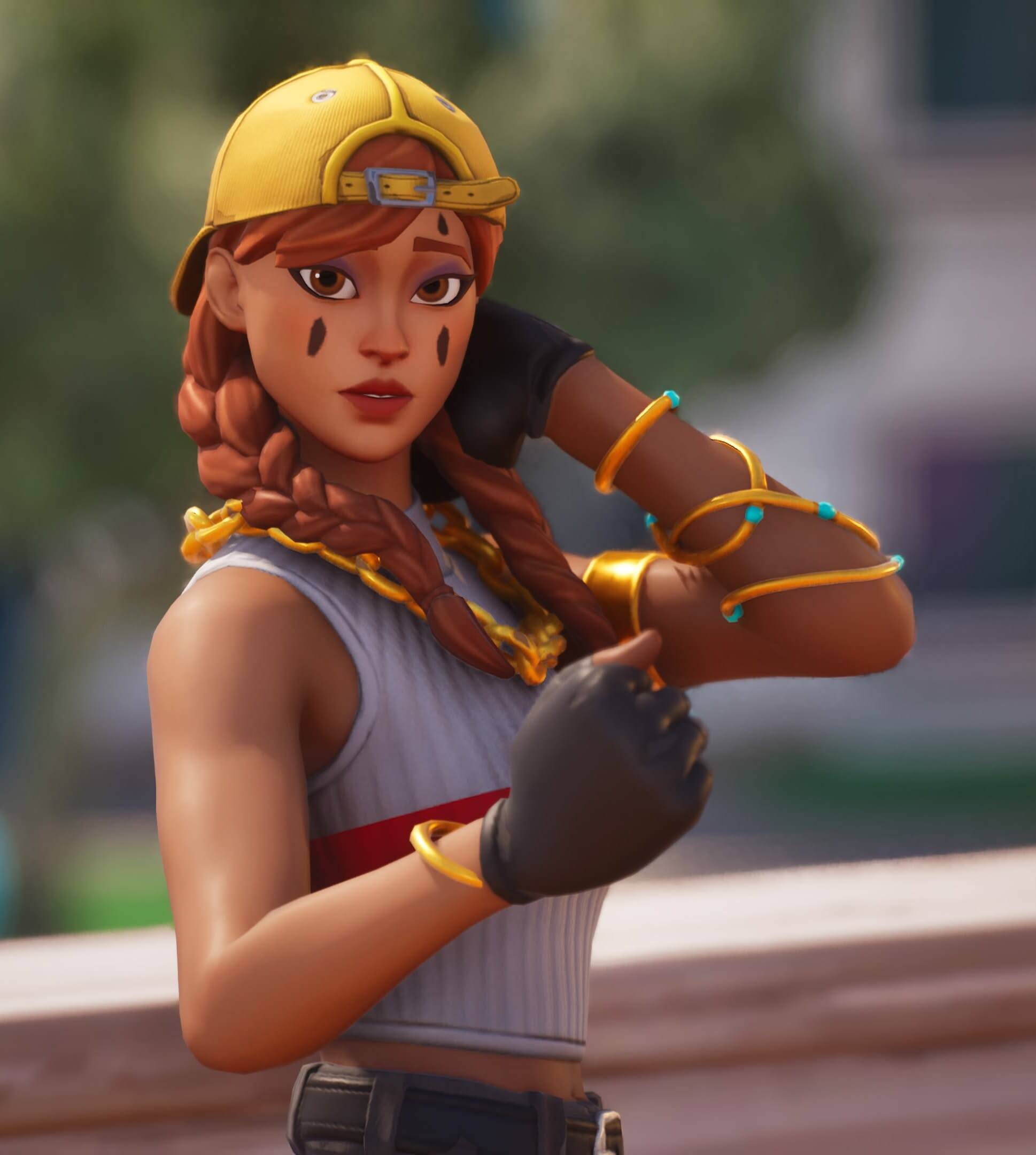 Fortnite Girl pfp Profile Picture with Cap and Gold Accessories