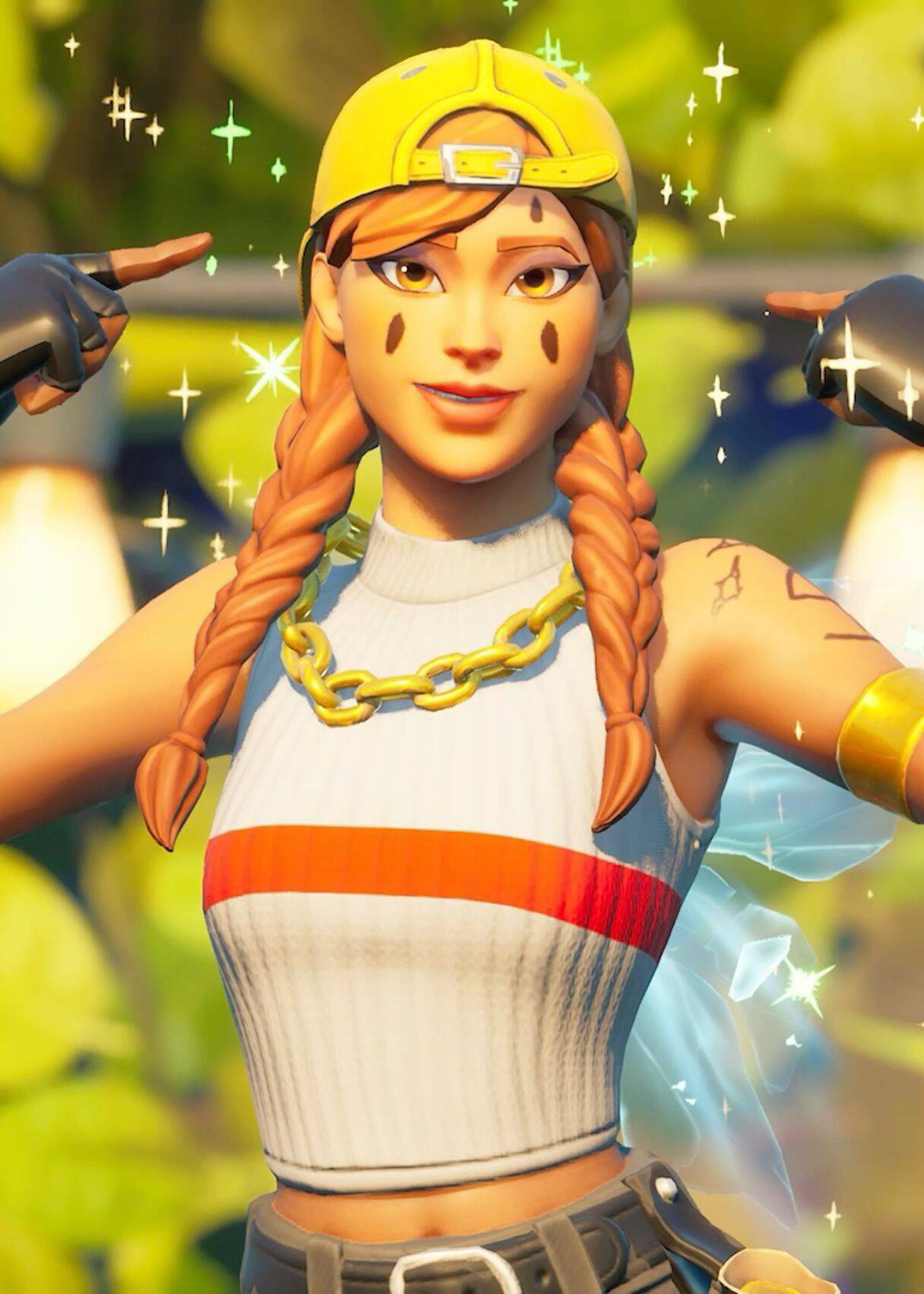Fortnite Girl with Braided Hair and Yellow Cap pfp Profile Picture