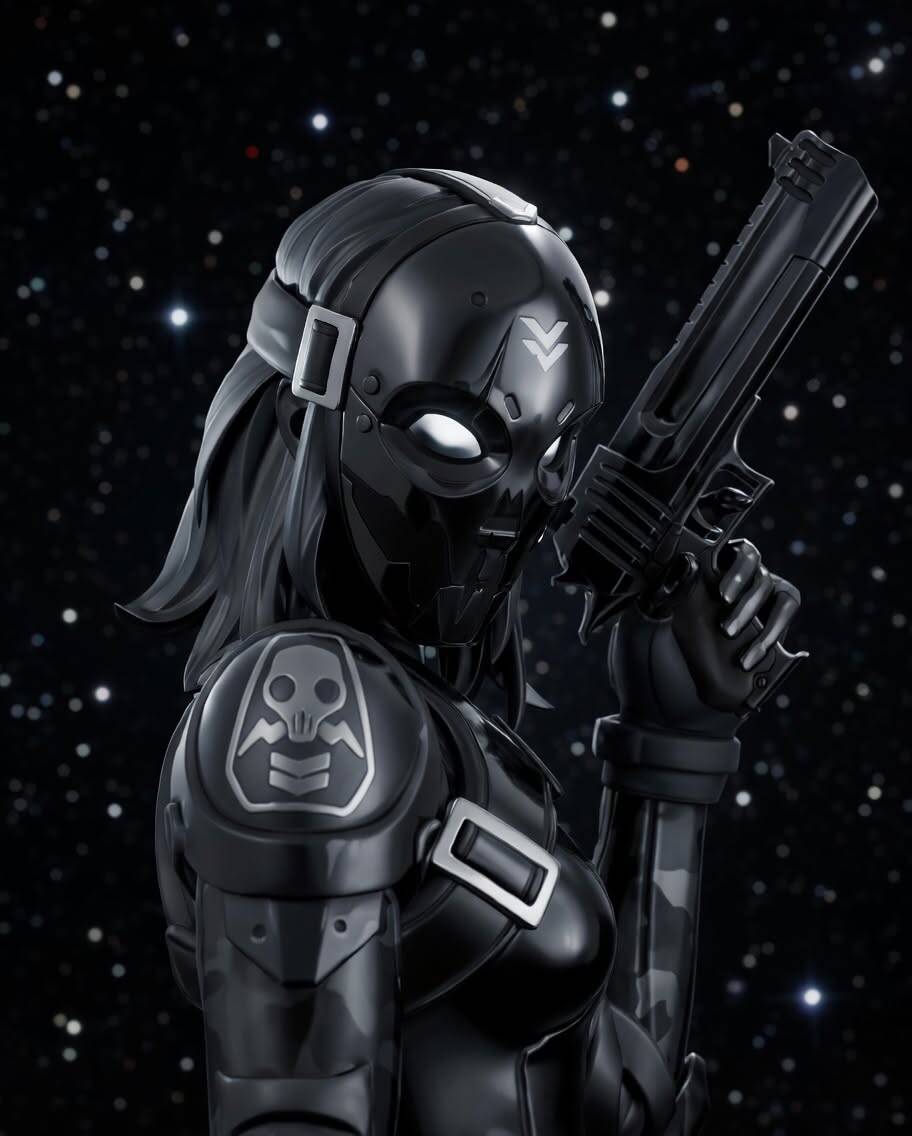 Fortnite Dark Skin Girl pfp Profile Picture with Weapon