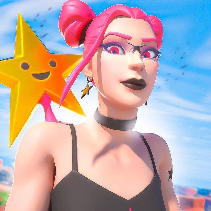 Fortnite Girl pfp Profile Picture with Pink Hair and Star