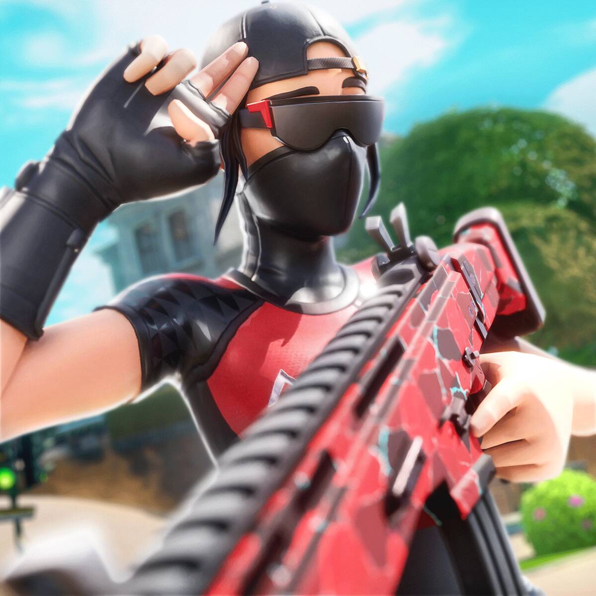 Fortnite Tryhard with Red Weapon pfp Profile Picture