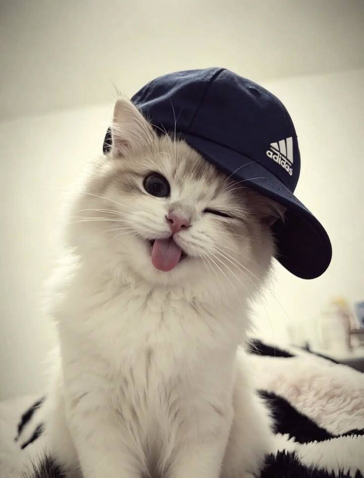 Funny Cat pfp Profile Picture with Hat and Tongue Out