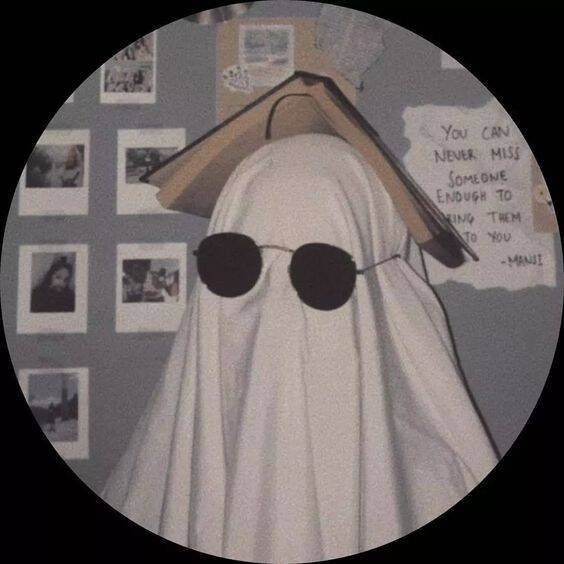 Ghost Emo pfp Profile Picture with Sunglasses and Book