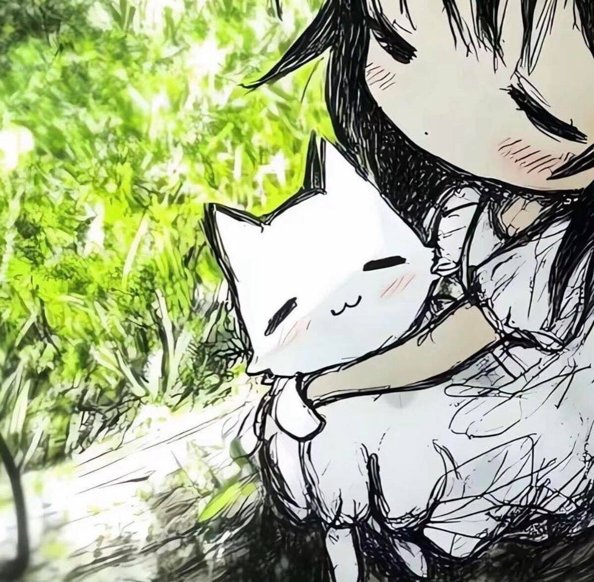 Girl with Cute Cat pfp Profile Picture
