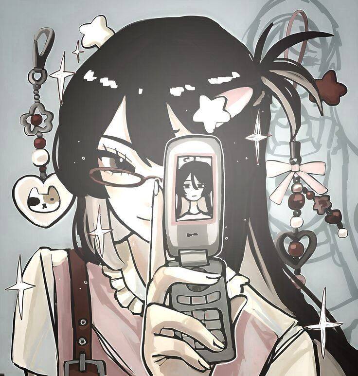 Girl with Phone pfp Profile Picture