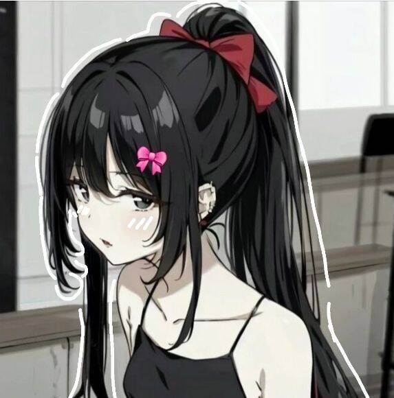 Anime pfp Profile Picture Girl with Red Bow