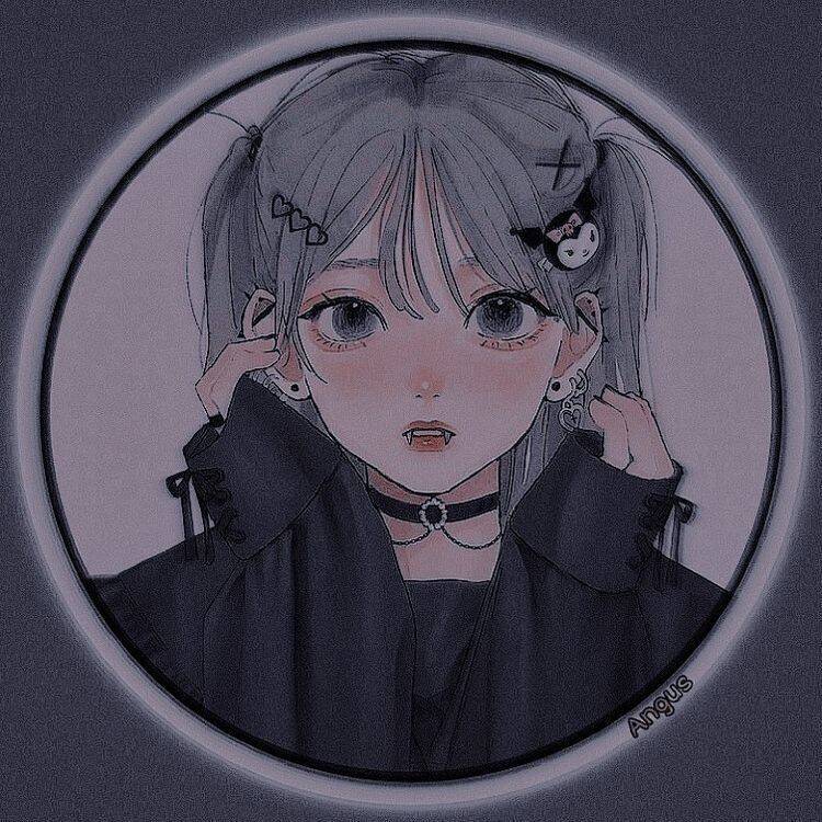 Gothic Style Girl with Gray Hair pfp Profile Picture
