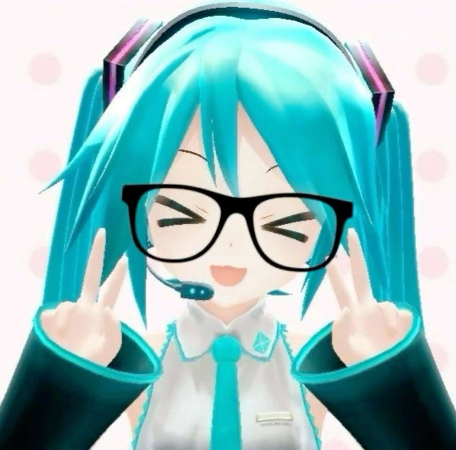 Hatsune Miku pfp Profile Picture with Glasses and Smile