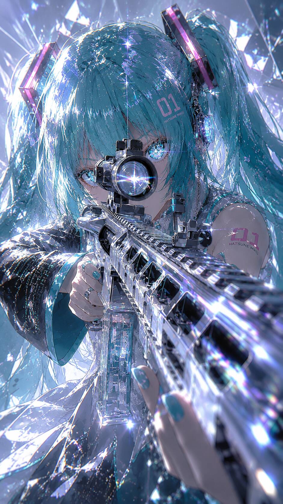 Hatsune Miku pfp Profile Picture with Shiny Weapon