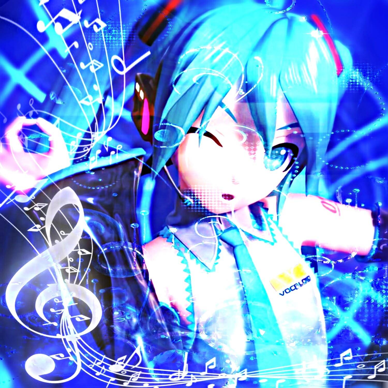 Hatsune Miku pfp Profile Picture with Blue Hair and Music