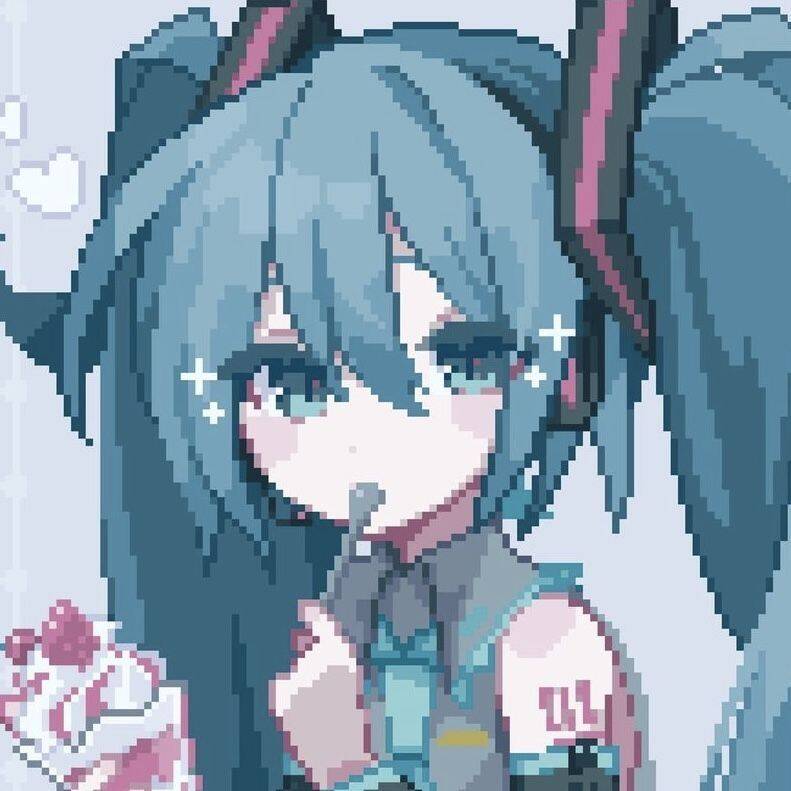Hatsune Miku pfp Profile Picture with Blue Hair and Microphone