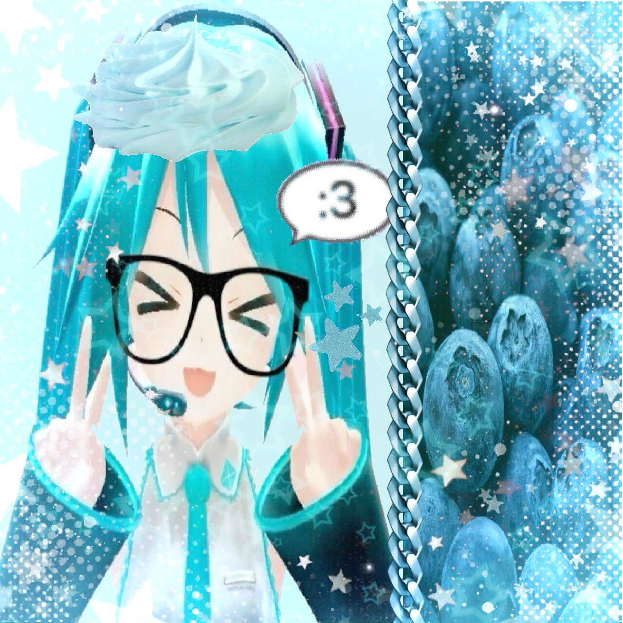 Hatsune Miku pfp Profile Picture with Glasses and Blue Hair