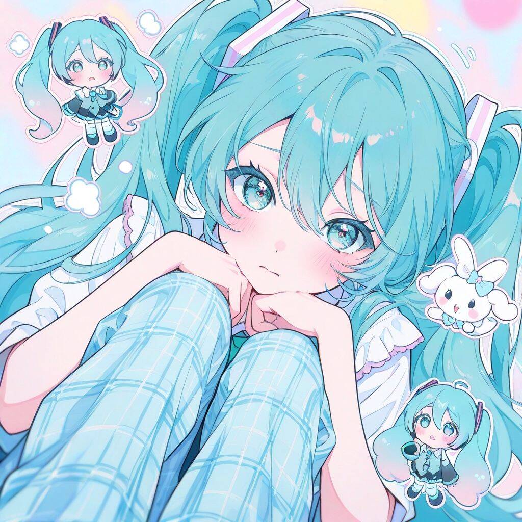 Hatsune Miku pfp Profile Picture with Blue Hair and Kawaii Style