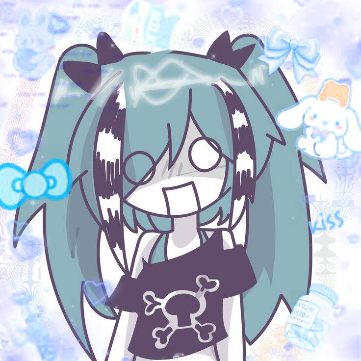 Hatsune Miku pfp Profile Picture with Green Hair and Kawaii Style