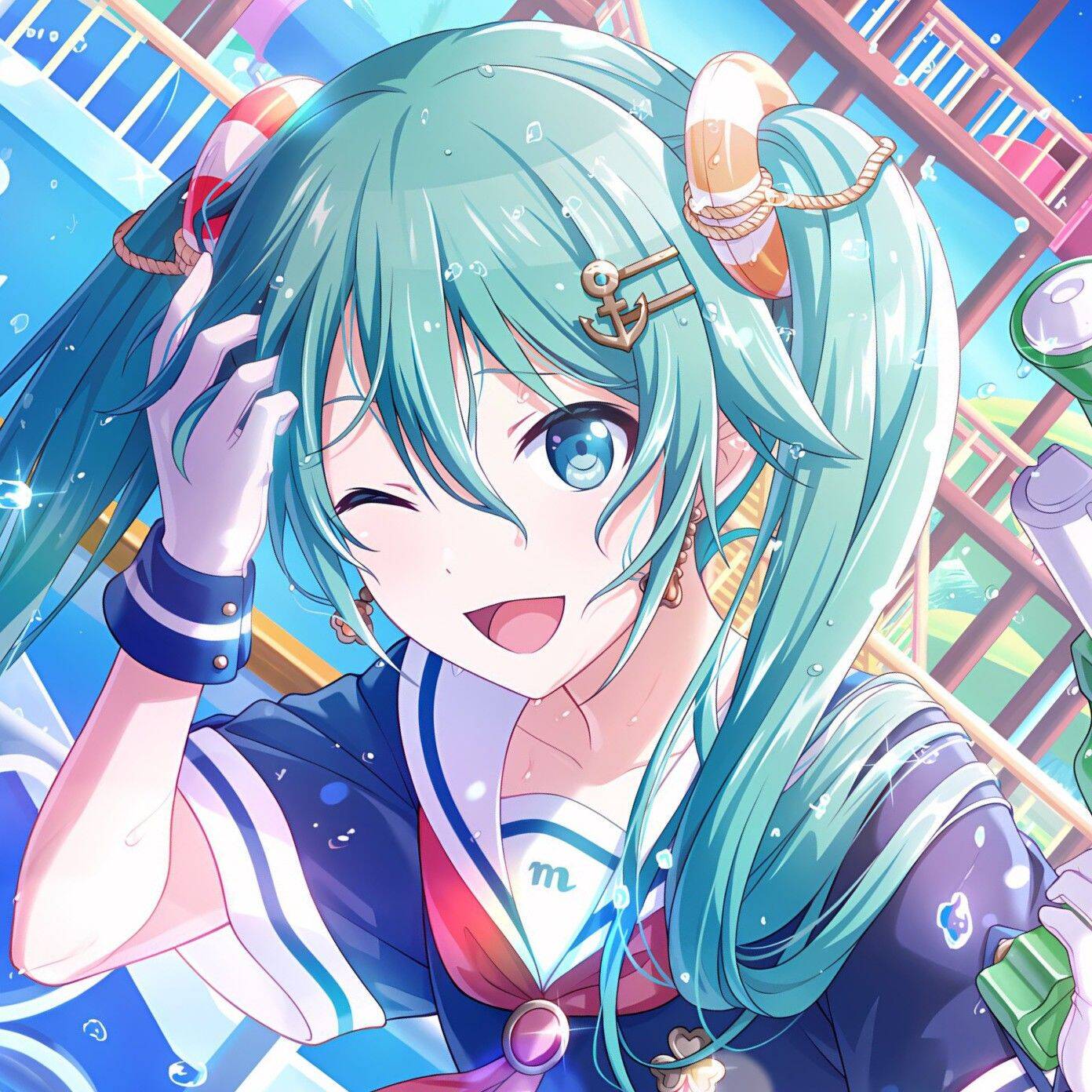 Hatsune Miku pfp Profile Picture Smiling with Green Hair