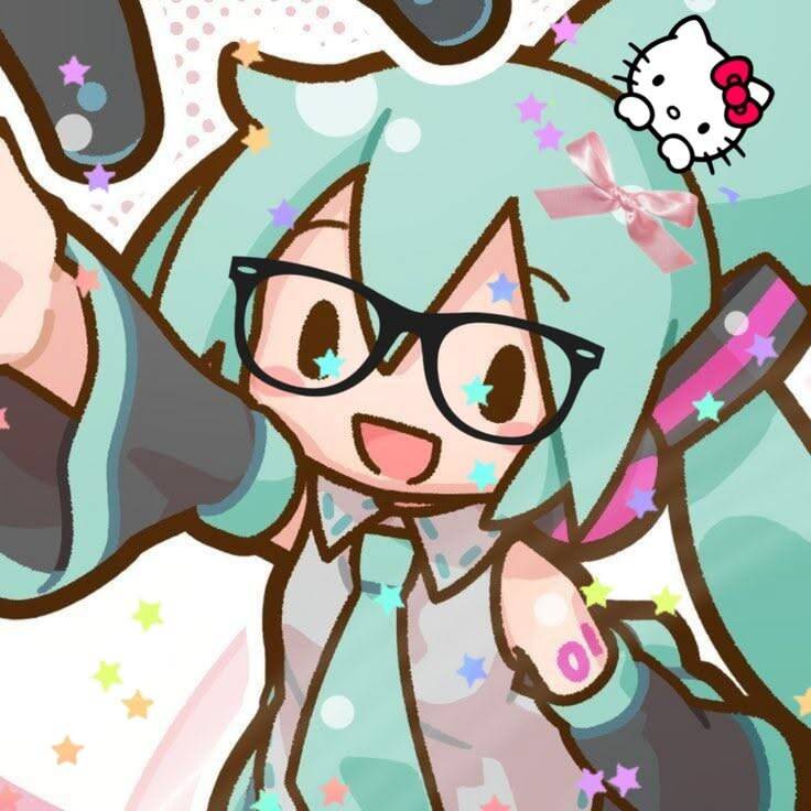 Hatsune Miku pfp Profile Picture with Glasses and Stars