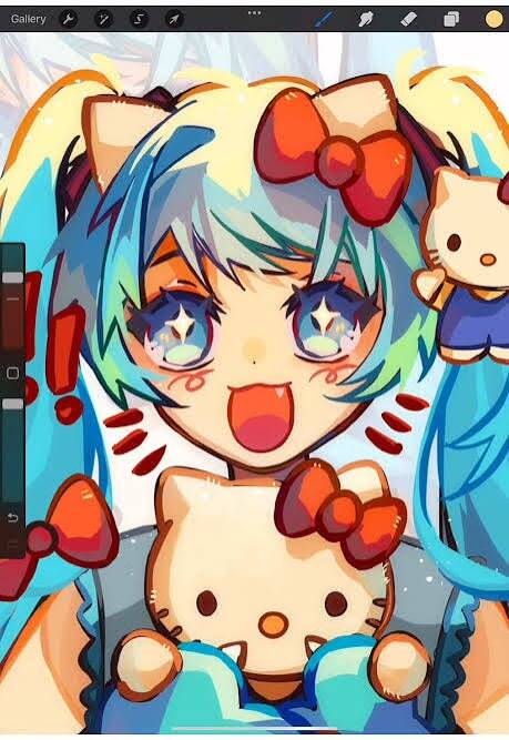 Hatsune Miku pfp Profile Picture with Kawaii Style and Hello Kitty