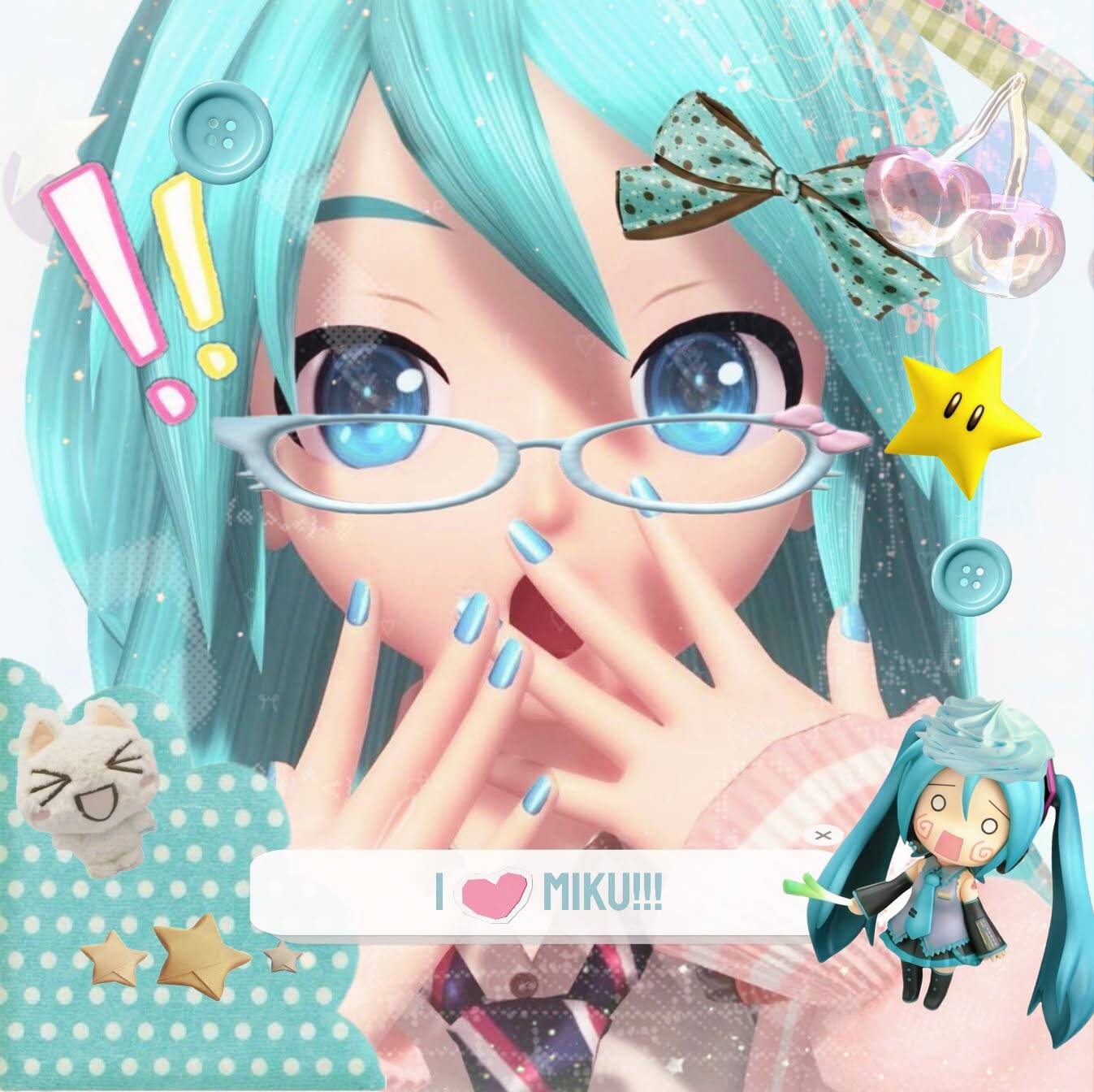 Hatsune Miku pfp Profile Picture with Blue Hair and Glasses