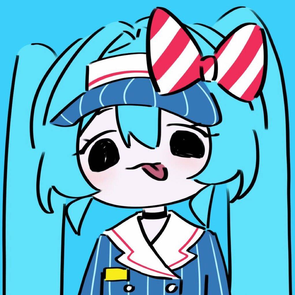 Hatsune Miku pfp Profile Picture with Red and Blue Bow