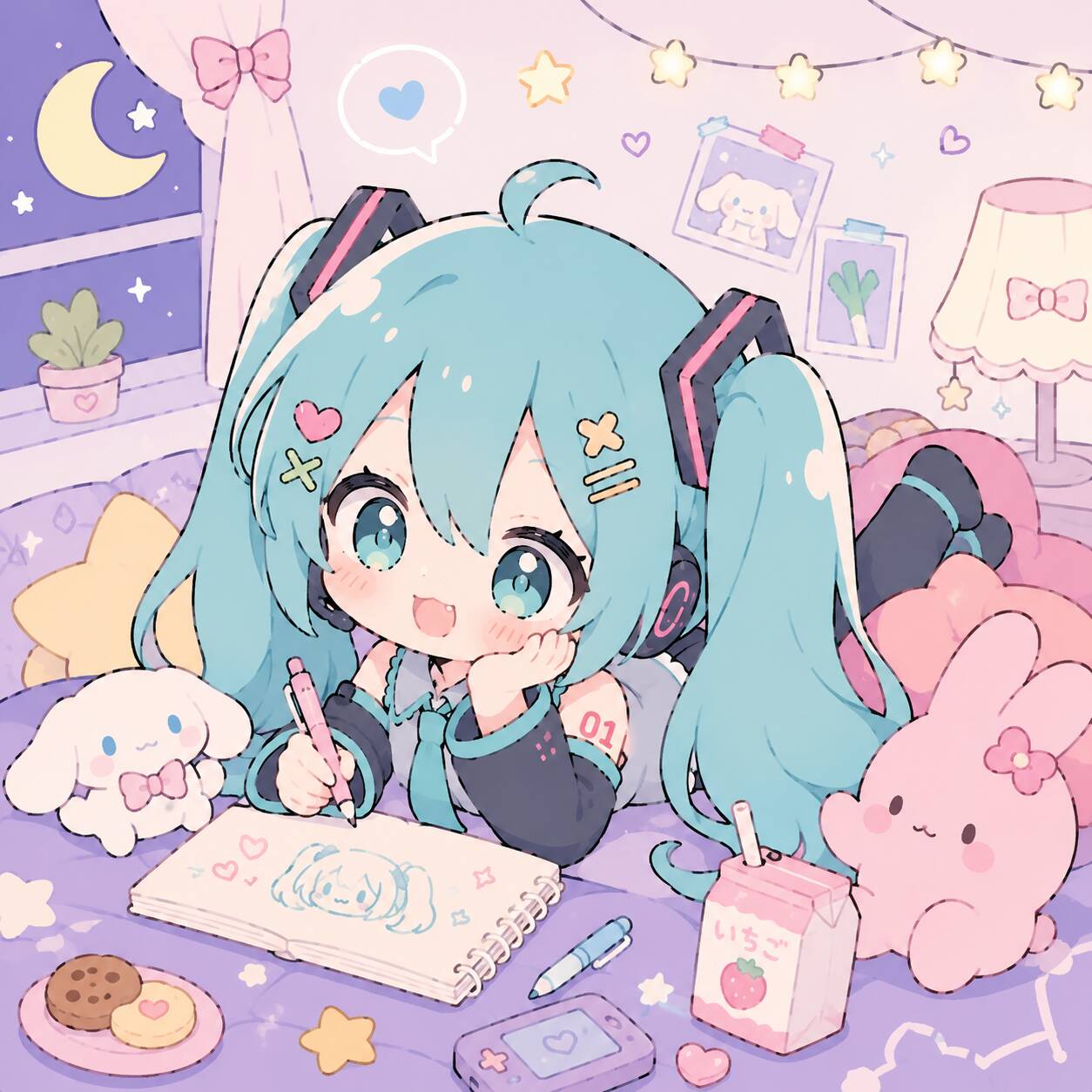Hatsune Miku pfp Profile Picture Drawing with Kawaii Style