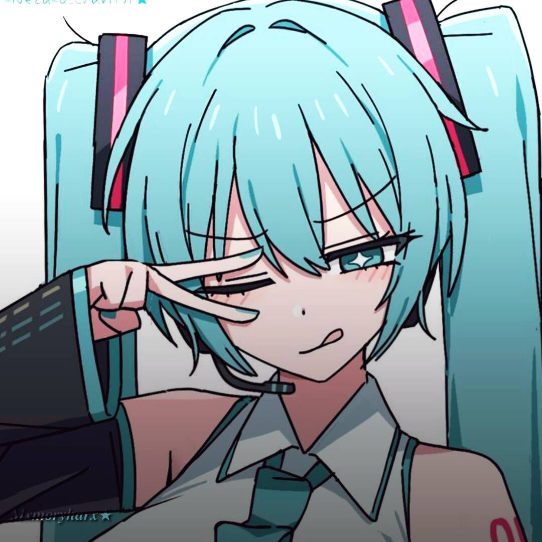 Hatsune Miku pfp Profile Picture with Blue Hair and Cute Expression