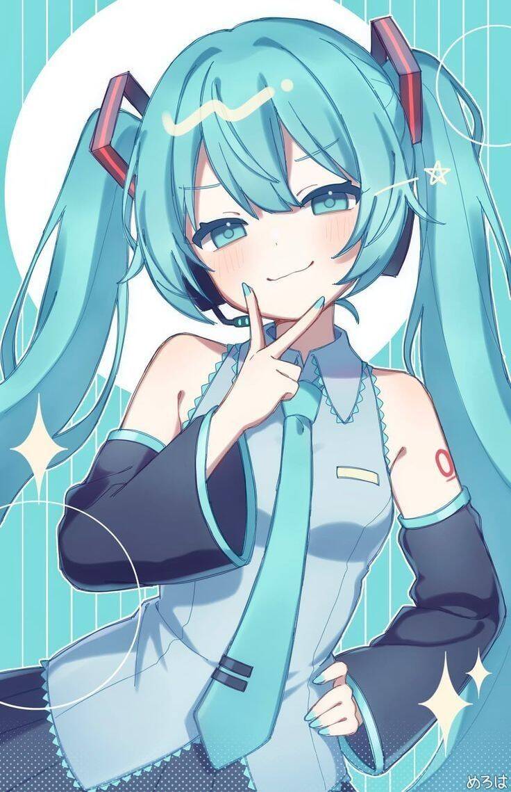 Hatsune Miku pfp Profile Picture with Blue Hair and Smile