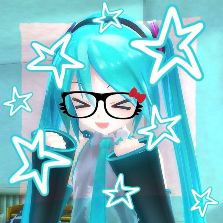 Hatsune Miku pfp Profile Picture with Glasses and Blue Hair