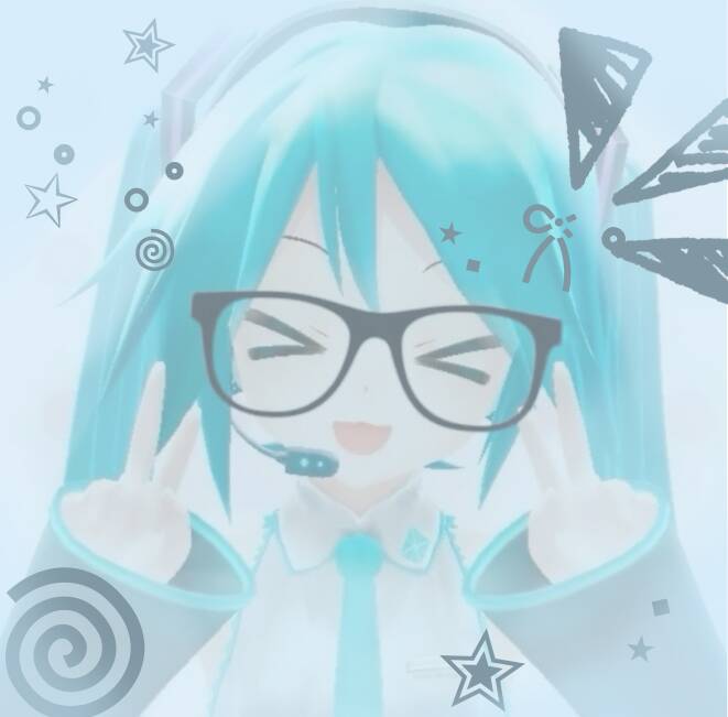 Hatsune Miku pfp Profile Picture with Glasses and Blue Hair