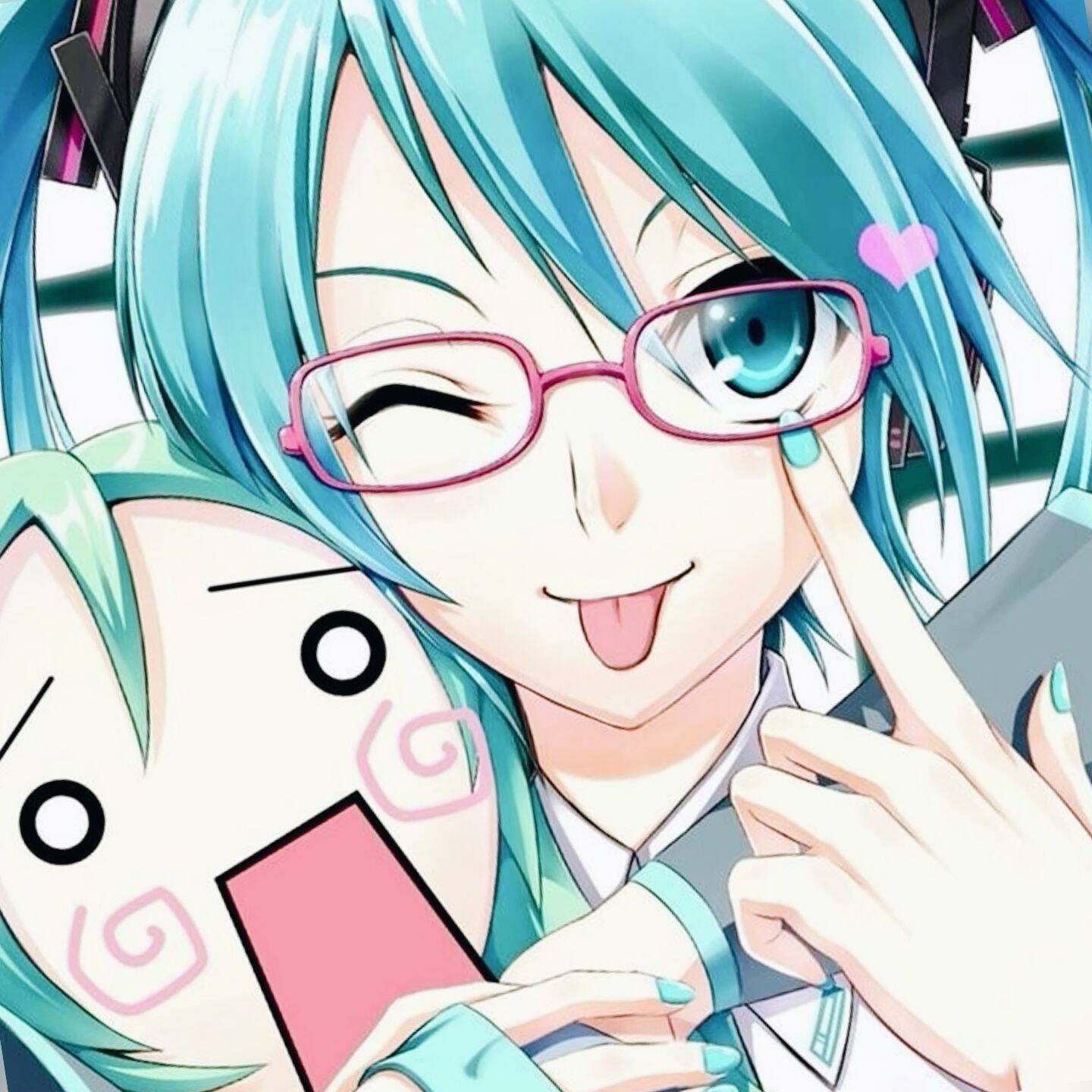 Hatsune Miku pfp Profile Picture with Glasses and Smile